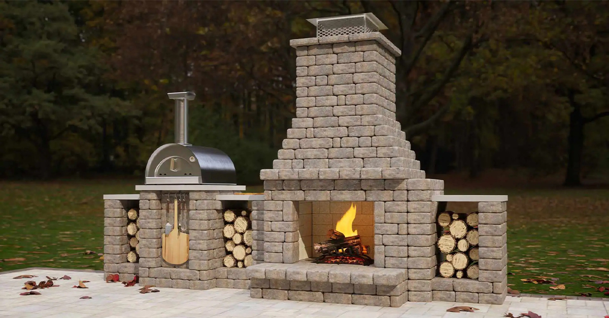 Outdoor Fireplace and Grill Combo